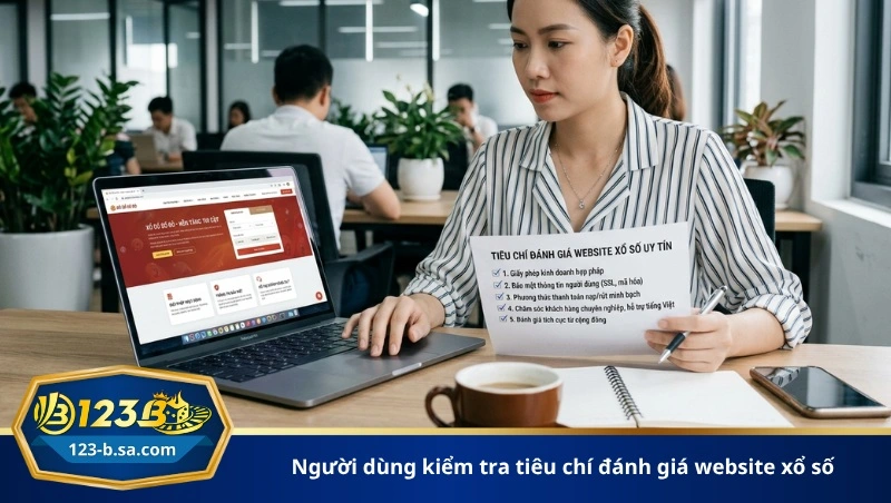 người dùng kiểm tra tiêu chí đánh giá website xổ số