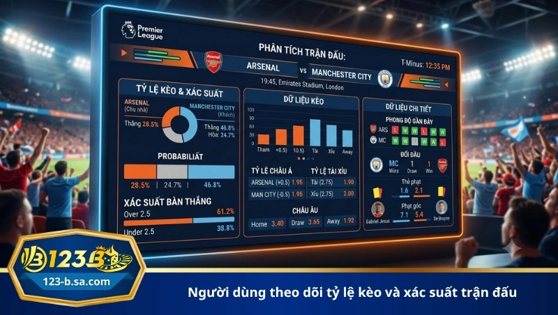 người dùng theo dõi tỷ lệ kèo và xác suất trận đấu