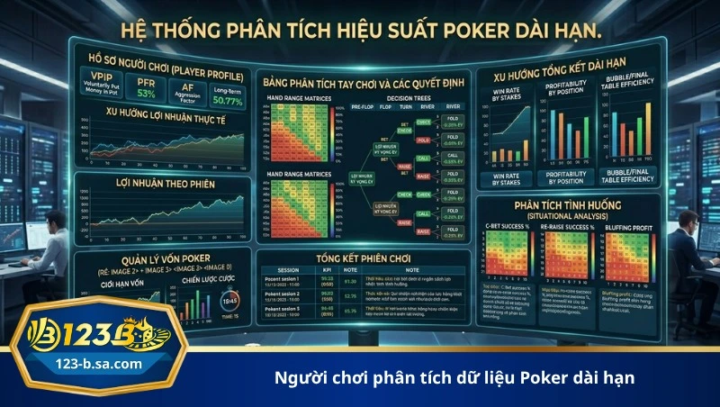 người chơi phân tích dữ liệu Poker dài hạn