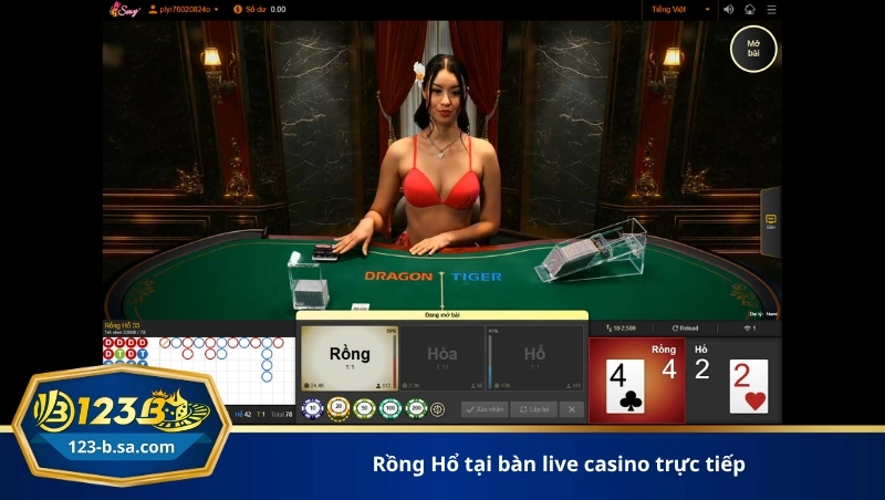 Rồng Hổ tại bàn live casino trực tiếp