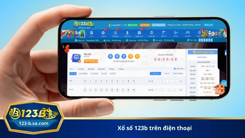 xổ số 123b trên điện thoại