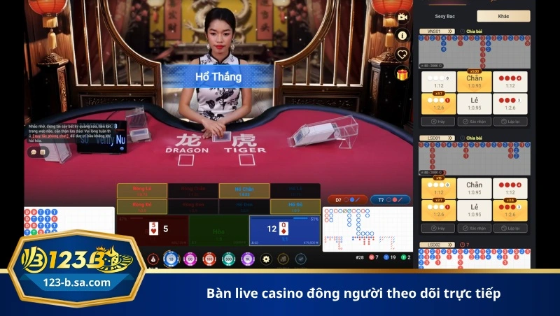 bàn live casino đông người theo dõi trực tiếp