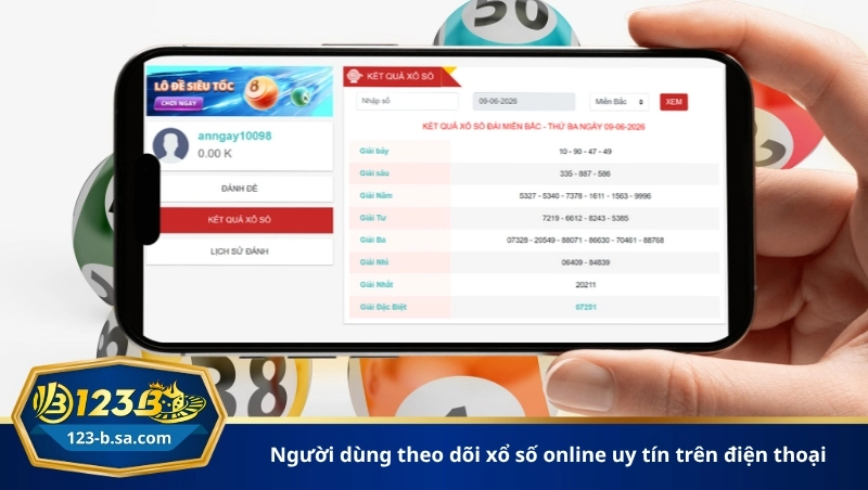 người dùng theo dõi xổ số online uy tín trên điện thoại